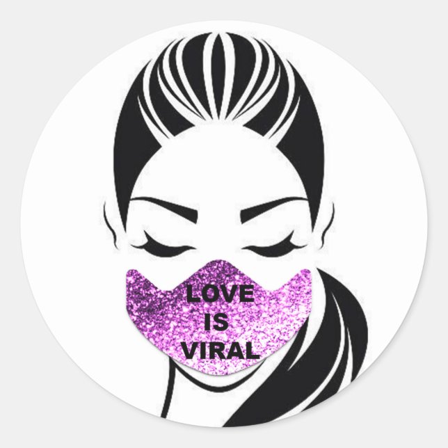 Liebe ist ein virales Girl-Coronavirus Runder Aufkleber (Vorderseite)