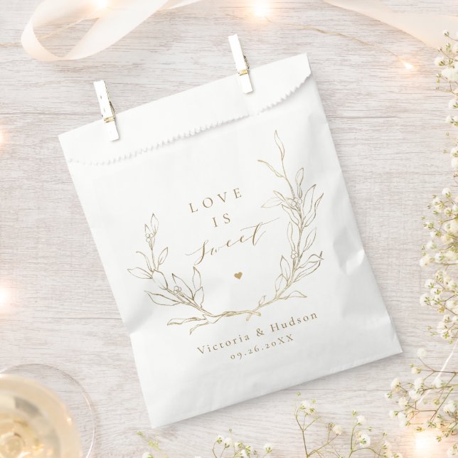 Liebe ist eine botanische Kranzhochzeit aus Gold Geschenktütchen (Ausgeschnitten)