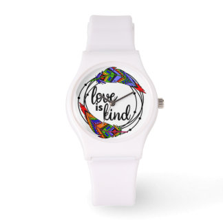 Liebe ist eine farbenfrohe Federschau Armbanduhr