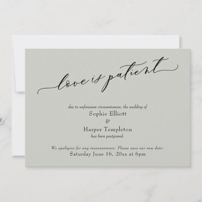 Liebe ist eine grün gepolsterte Hochzeitskarte für Einladung (Vorderseite)