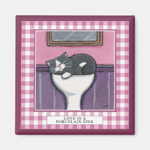 Liebe ist eine Porzellan-Wanne v.3 - Katzen-Magnet Magnet