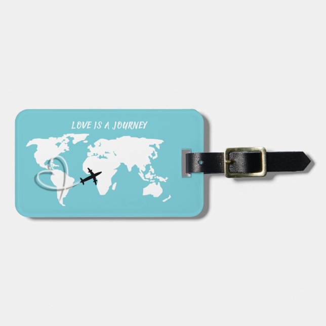 Liebe ist eine Reise glücklich Paar Personalisiert Gepäckanhänger (Vorderseite horizontal)
