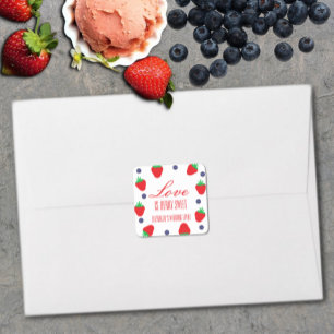 Liebe ist eine sehr süße Frucht-Hochzeitfeier Quadratischer Aufkleber
