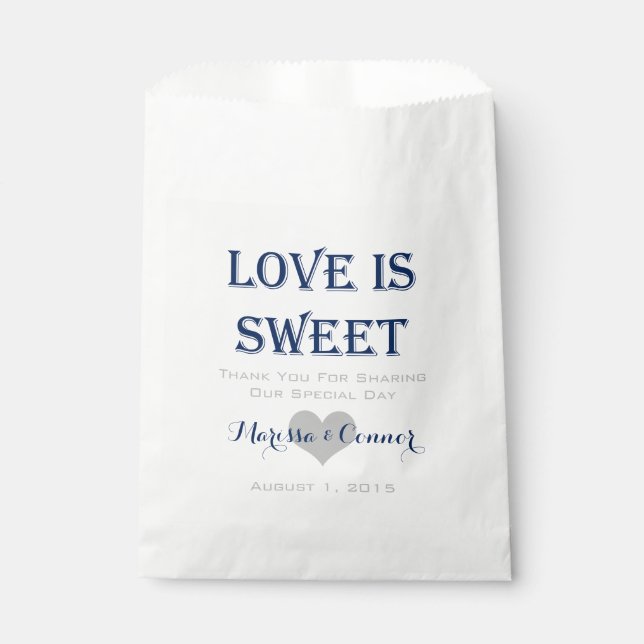 Liebe ist eine süße Marine und eine graue Hochzeit Geschenktütchen (Vorderseite)