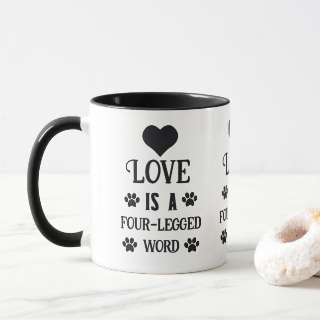 Liebe ist eine vierbeinige Word-Tasse Tasse (Mit Donut)