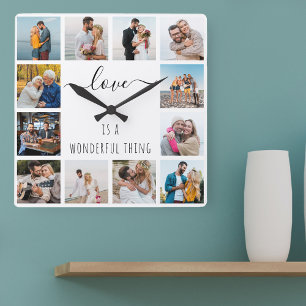 Liebe ist eine wunderbare Sache Zitat 12 Foto Weiß Quadratische Wanduhr