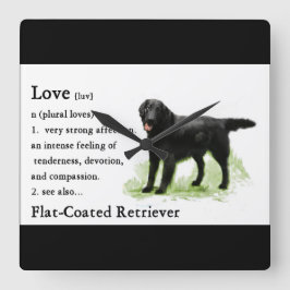 Liebe ist flach überzogener Retriever Quadratische Wanduhr
