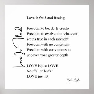 Liebe ist fließendes Gedicht Poesie Wand Kunst Pos