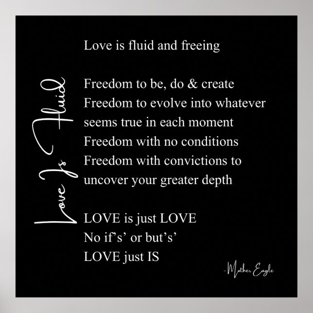Liebe ist fließendes Gedicht Poesie Wand Kunst Pos (Vorne)