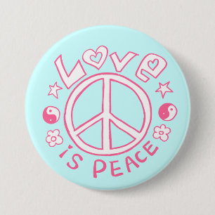 Liebe ist Friedensrosa Himmel-Knopf Button