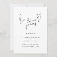 Liebe ist Geduld Hochzeit Postpone Einladung