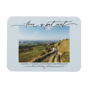 Liebe ist Geduld Hochzeit Speichern Sie das Datum Magnet