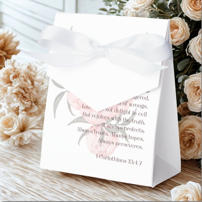 Liebe ist geduldig - 1 Korinther 13:4-7 Hochzeit Geschenkschachtel (Love is patient. Wedding peony party favor)