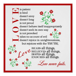 Liebe ist geduldig... | 1 Korinther 13:4-8 Poster