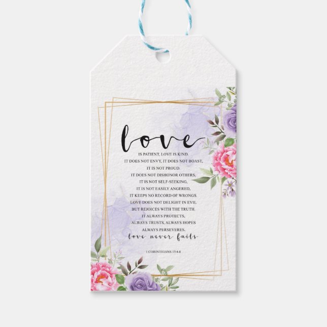 Liebe ist geduldig, Liebe ist freundlich Geschenkanhänger (Vorderseite)