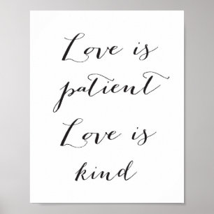 Liebe ist geduldig, Liebe ist freundlich - schwarz Poster