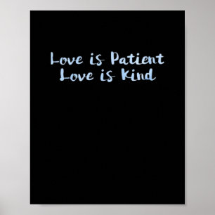 Liebe ist geduldig Liebe ist gütig Blau Minmal Äst Poster