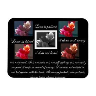 Liebe ist geduldig, Liebe ist gütig floral Magnet