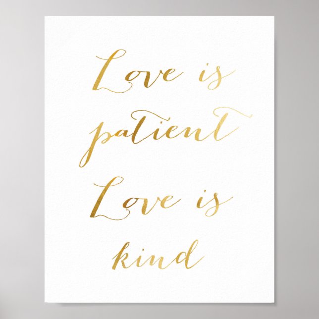 Liebe ist geduldig, Liebe ist gütig - Gold Poster (Vorne)