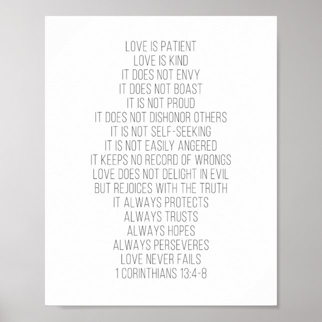 Liebe ist geduldig, Liebe ist nett... -1 Korinthen Poster (Vorne)