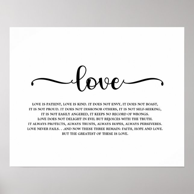 Liebe ist geduldig, Liebe ist nett, Liebe, Bibelve Poster (Vorne)
