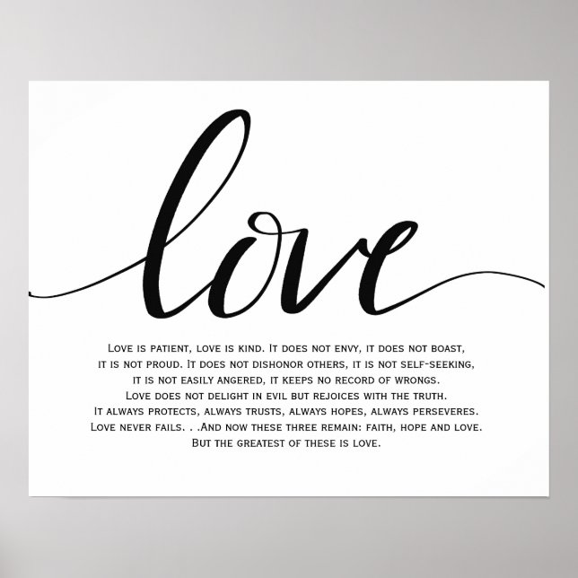 Liebe ist geduldig, Liebe ist nett, Liebe, Bibelve Poster (Vorne)