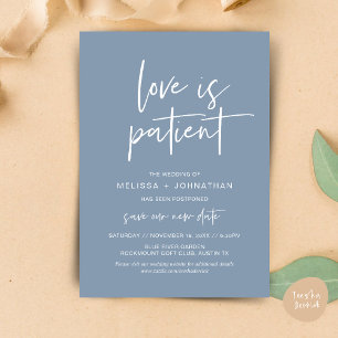 Liebe ist geduldig, Neues Hochzeitdatum ändern Einladung