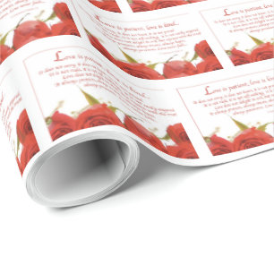 Liebe ist geduldig rote Rose Geschenkpapier