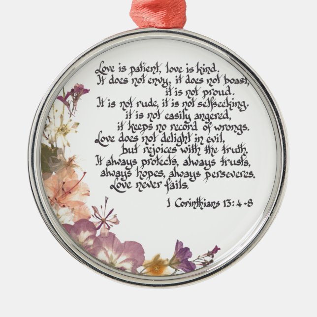 Liebe ist geduldig silbernes ornament (Vorne)