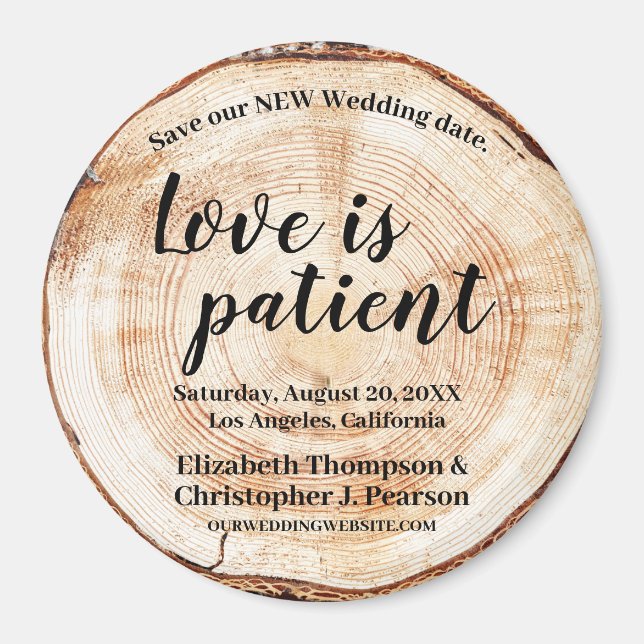 Liebe ist geduldig Wood Cut Rettete unser neues Da Magnet (Vorne)