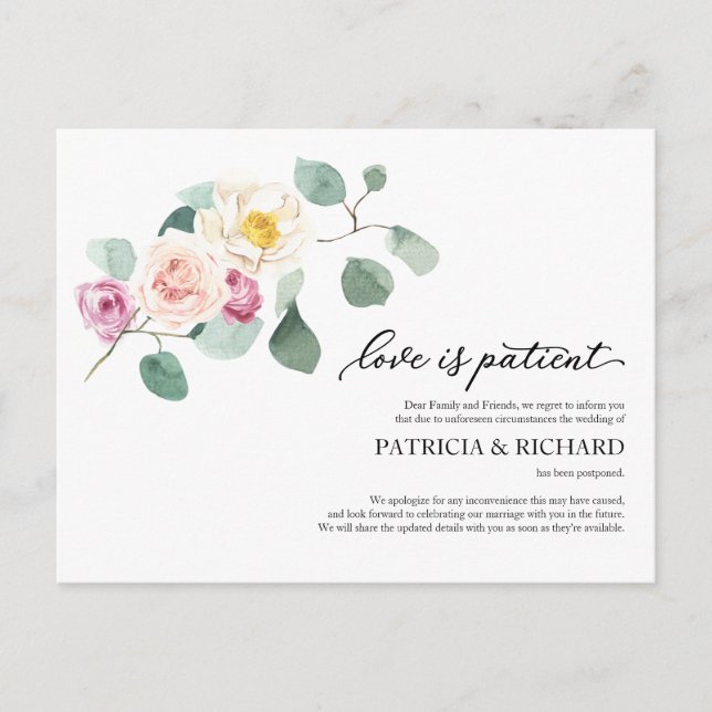 Liebe ist geduldiger Eukalyptus Hochzeitstag Po Postkarte (Vorderseite)