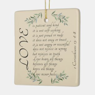 Liebe ist geduldiger Weihnachtsbaumschmuck Keramikornament