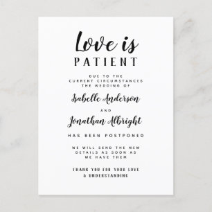 Liebe ist geduldiges Elegant, das auf Hochzeit ver Einladungspostkarte