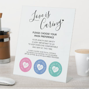 Liebe ist gekümmert Maske mit Hochzeitsanleitung Sockelschild