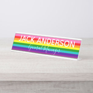 Liebe ist Gleichheits-Gay Pride-Regenbogen-Flagge Schreibtischnamensplakette