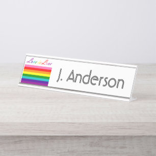 Liebe ist Gleichheits-Gay Pride-Regenbogen-Flagge Schreibtischnamensplakette