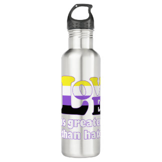 Liebe ist größer als Hass (nicht binärer Stolz) Edelstahlflasche