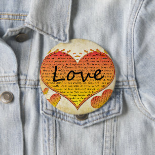 Liebe ist gütig 1. Korinther 13 Herzen Button