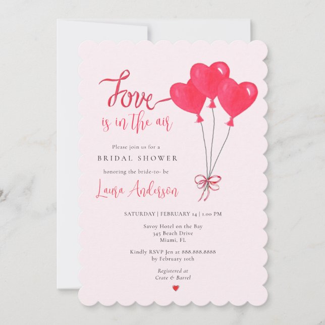 Liebe ist im Air Pink & Red Brautparty Einladung (Vorderseite)