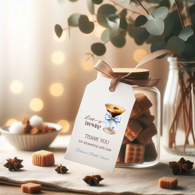 Liebe ist im Anflug Blue Bow Kaffee Brautdusche Geschenkanhänger (Von Creator hochgeladen)