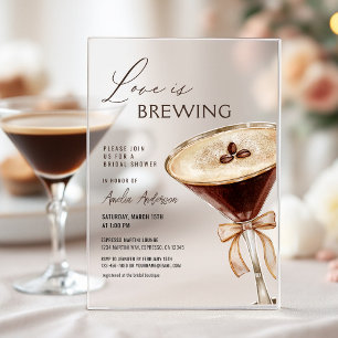 Liebe ist im Anflug Espresso Martini-Brautabschied Acryleinladungen