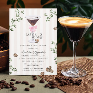 Liebe ist im Anflug Espresso Martini-Brautjungfe Einladung