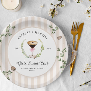 Liebe ist im Anflug   Espresso Martini-Brautparty Pappteller