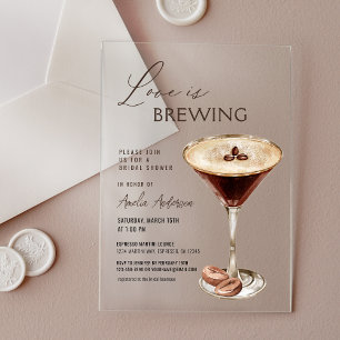 Liebe ist im Anflug Espresso Martini Junggesellinn Acryleinladungen