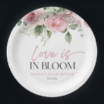 Liebe ist im blutrosa Rosenblütenblüten Brautparty Pappteller<br><div class="desc">Dies ist eine Liebe ist in Bloom Rosa Rose Blumenblumen Blume Brautparty Papier Teller!</div>