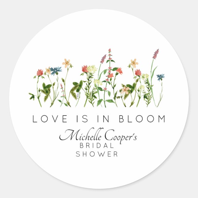 Liebe ist im Brautparty Bloom Runder Aufkleber (Vorderseite)