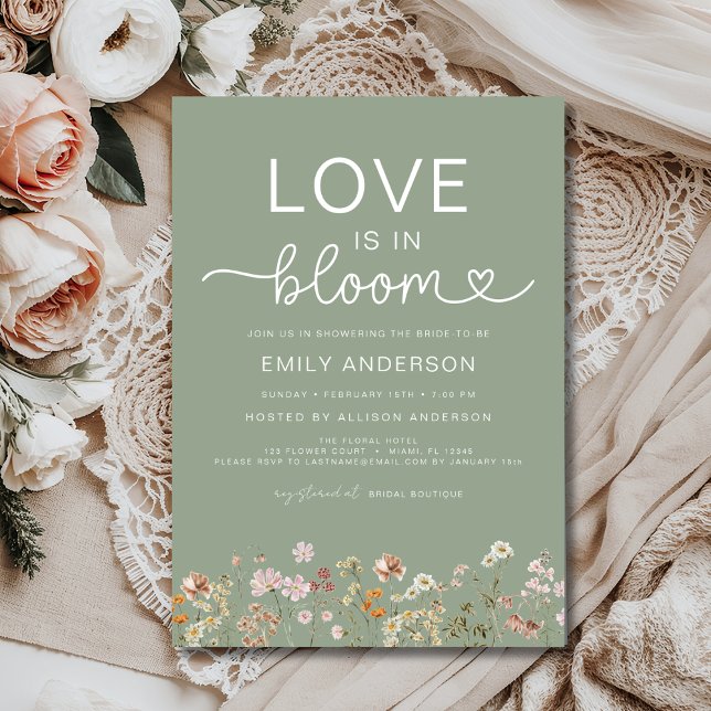 Liebe ist im Brautparty Wildblume des Bloom Heart Einladung (Von Creator hochgeladen)