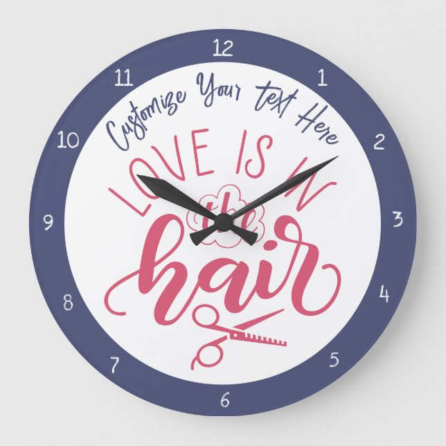 Liebe ist im Friseursalon Friseur Beauty Salon Große Wanduhr (Vorderseite)