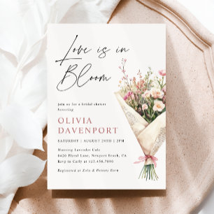 Liebe ist in Bloom Blume Bouquet Brautparty Einladung