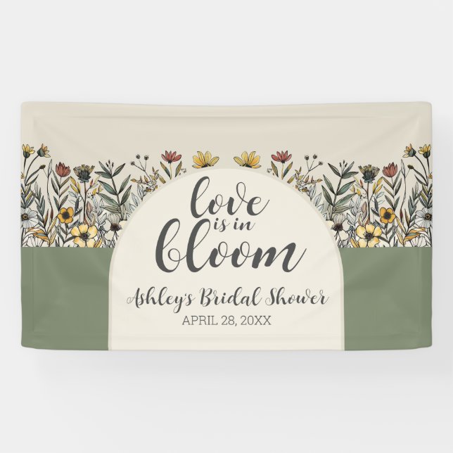 Liebe ist in Bloom - Boho Blume Brautparty Banner (Horizontal)